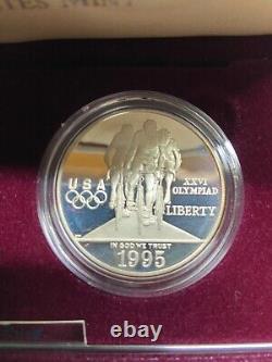 1996 Atlanta Centennial Olympics Commemorative 3 Silver Proof Dollar 2 coin sets