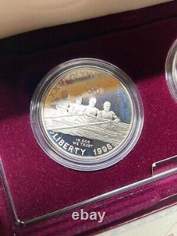 1996 Atlanta Centennial Olympics Commemorative 3 Silver Proof Dollar 2 coin sets