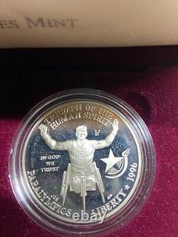 1996 Atlanta Centennial Olympics Commemorative 3 Silver Proof Dollar 2 coin sets