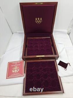 1996 Atlanta Olympic 32 Coin Commemorative Gold & Silver Wood Case BOX ONLY