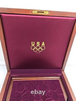 1996 Atlanta Olympic 32 Coin Commemorative Gold & Silver Wood Case BOX ONLY