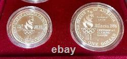 1996 Atlanta Olympic Centennial Games 4 coin Gold & Silver Proof Set With Box