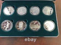 1996 Atlanta Olympics 8 Coin Silver Commemorative Dollars Proof Set with Box COA