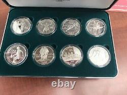 1996 Atlanta Olympics 8 Coin Silver Commemorative Dollars Proof Set with Box COA