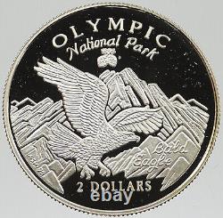 1996 COOK ISLANDS Proof SILVER 2 Dollars OLYMPIC NATIONAL PARK Coin i120281