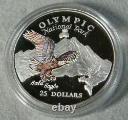 1996 Cook Islands $25 Bald Eagle Olympic Park 5 Oz 999 Silver Coin Proof #4354