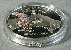 1996 Cook Islands $25 Bald Eagle Olympic Park 5 Oz 999 Silver Coin Proof #4354