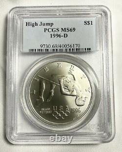 1996-D $1 Olympic High Jump Commemorative Silver Dollar MS69 PCGS Coin