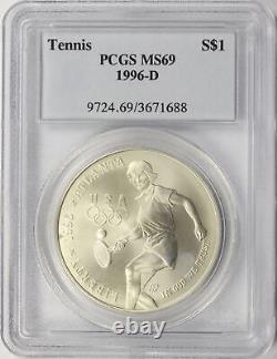 1996-D $1 Olympics Tennis Silver Dollar Commemorative PCGS MS69