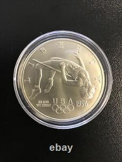 1996-D Atlanta Olympic High Jump Commemorative Silver Dollar Unc Coin No Box