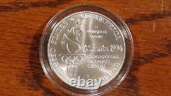 1996 D Atlanta Olympics Rowing 1 Oz. 999 Silver Coin In Hard Capsule