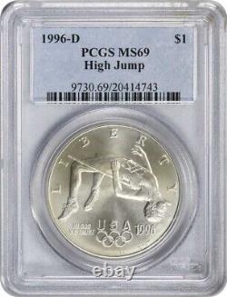 1996-D High Jump Olympic Silver Commemorative Dollar MS69 PCGS Mint State 69