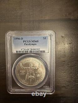 1996-D Olympic Paralympic Wheelchair 90% Silver Dollar Uncirculated Denver Ms68