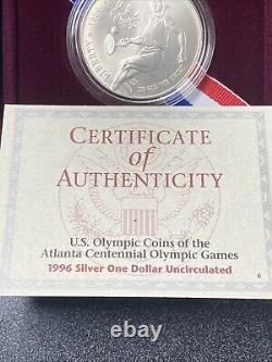 1996-D Olympic Tennis MS Dollar Silver Coin