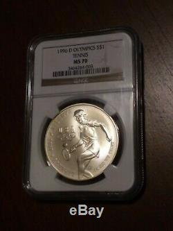 1996 D Olympics Tennis $1 Silver Coin NGC 70 pop 90 Atlanta