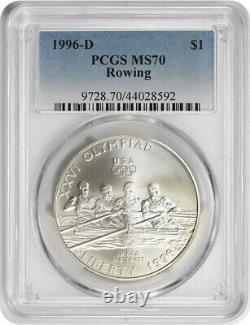 1996-D Rowing Olympic Silver Commemorative Dollar MS70 PCGS Mint State 70