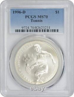 1996-D Tennis Olympic Silver Commemorative Dollar MS70 PCGS Mint State 70