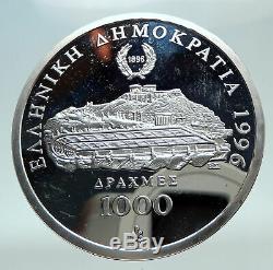 1996 GREECE 100 Yrs Olympic Games Proof Silver 1000 Drachmai Greek Coin i80848