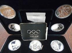 1996 Olympic Silver 10 Coin Proof Set 5 Countries IN CASE OF ISSUE