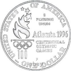 1996 P Atlanta Olympics Tennis Proof 90% Silver Dollar US Coin See Pics W430
