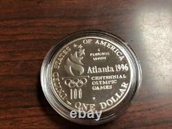 1996 P US Mint ROWING Atlanta Olympic Coin SILVER Dollar Proof Rowing & COA