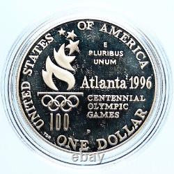 1996 P USA United States ATLANTA OLYMPICS High Jump Proof Silver $1 Coin i97059