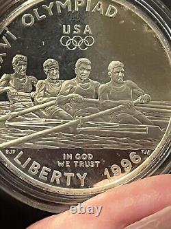 1996 P USA United States XXVI OLYMPICS ATLANTA Rowing Proof Silver $ Coin