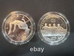 1996 P USA XXVI OLYMPICS ATLANTA Rowing & High Jump Proof Silver $1 Coin