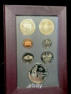 1996 Prestige 7 Coin Proof Set, Atlanta Olympics Silver Dollar NO COA Or BOX