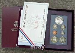 1996 Prestige 7-Coin US Mint Proof Set Silver Atlanta Olympics Dollar withBox