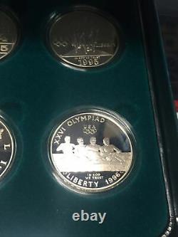 1996 US ATLANTA OLYMPIC 8 COIN SILVER PROOF SET With Box And COA