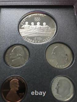 1996 US Mint Prestige Proof Set with Box & COA US Olympic Coins Silver Dollar