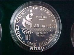 1996 US Olympic Coins of Atlanta Centennial Olympic Games 8pc Proof Set with Box