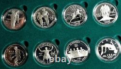 1996 Us Atlanta Olympic 8 Coin Silver Proof Set Case & Coa
