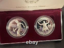 1996US Mint Olympic Games (2) Coins Wheelchair & Tennis (2) Silver /Proof Ag