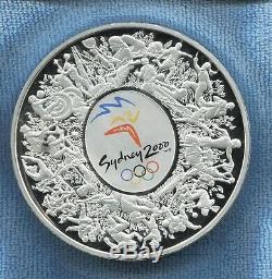 2000 1kg Coloured Silver $30 Sydney Olympic Coin Wooden in display Case