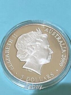 2000 $5 Sydney Olympic 1OZ. 999 Silver Proof Coin In Box