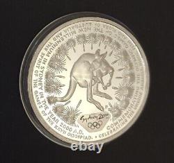 2000 Australia Kangaroo Flora Fauna 5 Dollars Silver Coin Sydney Olympics