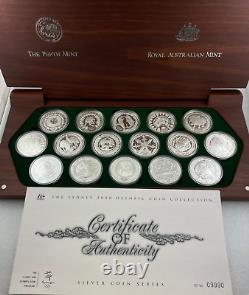 2000 Australia Sydney Olympic 16x 1oz 999 Silver $5 Coins In Jarrah Box