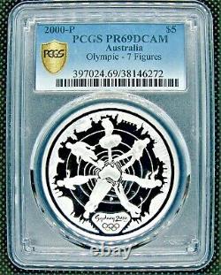 2000-P Sydney Olympics $5 SILVER PCGS PR69DCAM Reaching the World 2 PROOF coin