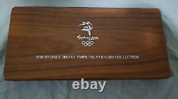 2000 Sydney Olympic $5 16 x 1oz Silver Proof Coin Set AS NEW Timber Case with COAs