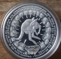 2000 Sydney Olympic Games $5.999 Silver Proof Coin Kangaroo's And Grasslands