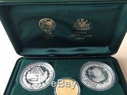 2000 Sydney Olympics Coin Collection 2 x 1 oz silver and 1 x 10g 9999 Gold Coin