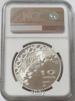 2001 Silver Ukraine 10 H Salt Lake City Olympics Ice Dancing Coin Ngc Pf 66 Uc