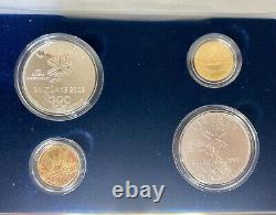 2002 U. S Salt Lake City Olympic Games 4 Coin Gold & Silver Proof Set WithBox & COA