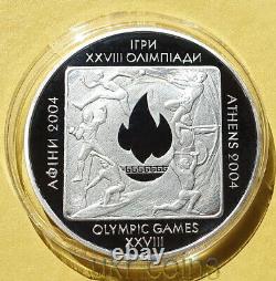 2004 Ukraine 28th Summer Olympics Games Sports 2 Oz Silver Hologram Coin Athens