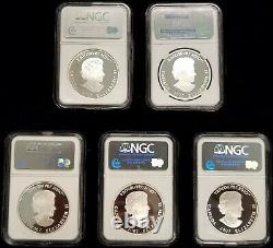 2007 Canada Olympics 5 Coin 1 oz $25 Proof Silver Coin Hologram Set NGC PF70 UC