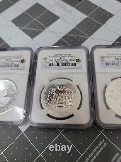 2008, 2009 & 2010 Canada Silver Maple Leaf $5 Vancouver Olympics ALL NGC MS69