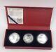 2008 Beijing. 999 Silver Proof Usa Olympic 3 Coin Set In Original Box & Coa