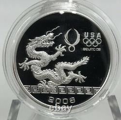 2008 Beijing. 999 Silver Proof USA Olympic 3 Coin Set In Original Box & Coa